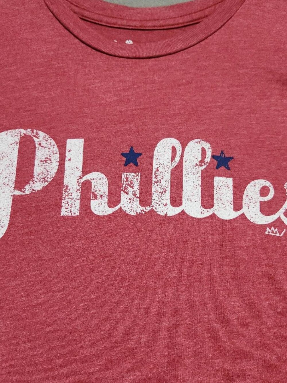 Majestic Philadelphia Phillies T Shirt M Cotton Graphic Tee Red Heather 127 - Picture 8 of 10